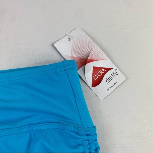 NWT Lands’ End Women’s Bright Blue Ruched Sides Swim Skirt Sz 18 - Picture 3 of 14